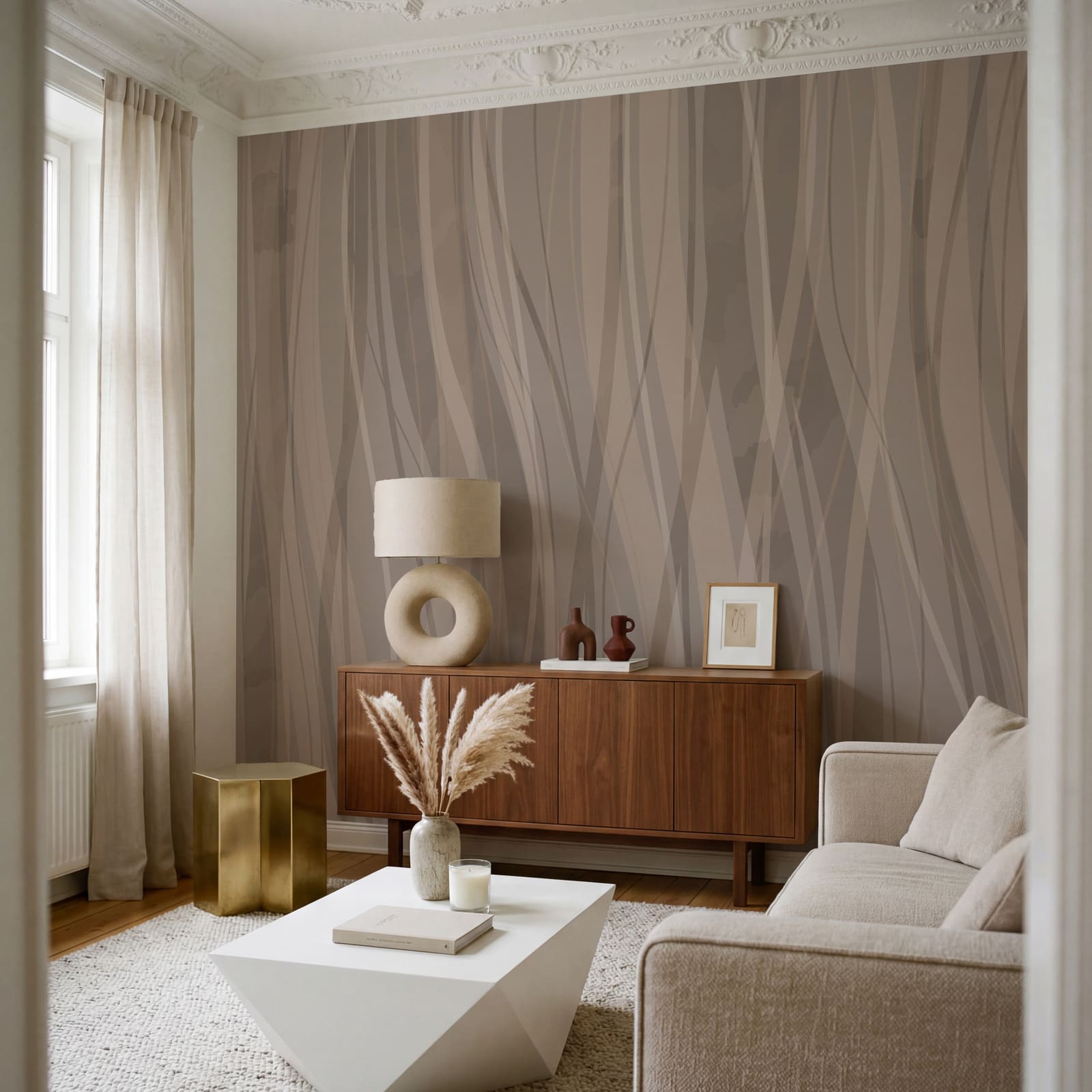 Brown and white wavy pattern