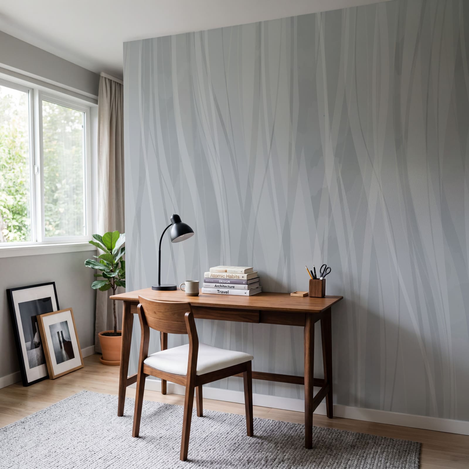 Grey and white background with lines