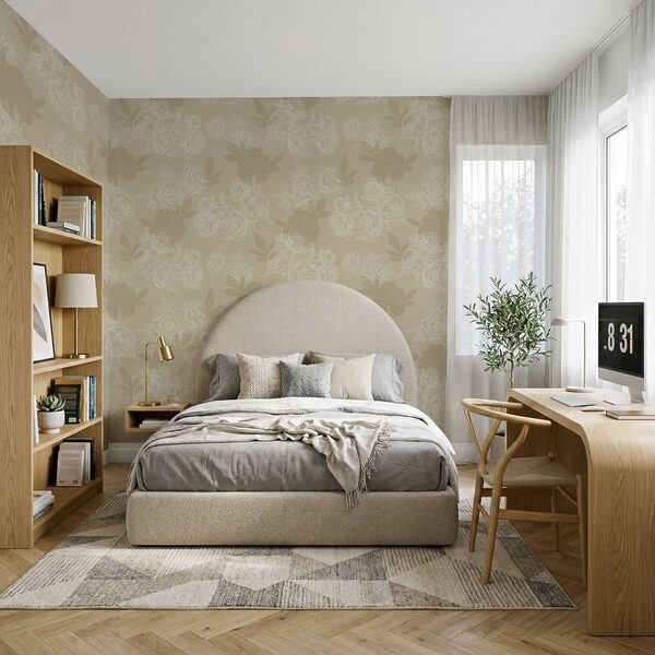 Wallpaper with flowers and leaves Wallpaper with flowers and leaves