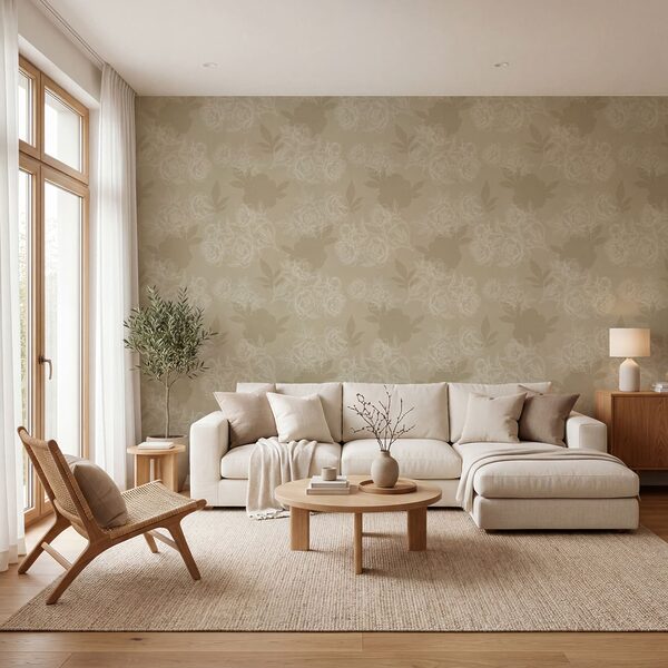 Wallpaper with flowers and leaves Wallpaper with flowers and leaves