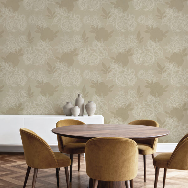 Wallpaper with flowers and leaves Wallpaper with flowers and leaves
