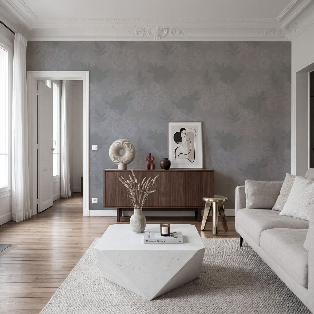 Grey and white floral pattern