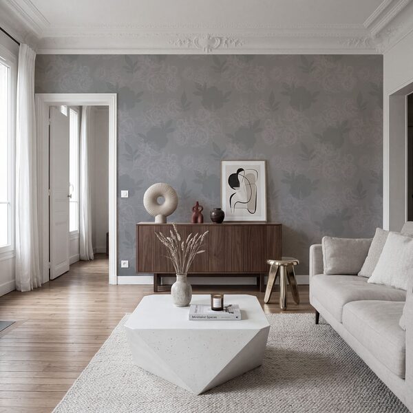 Grey and white floral pattern