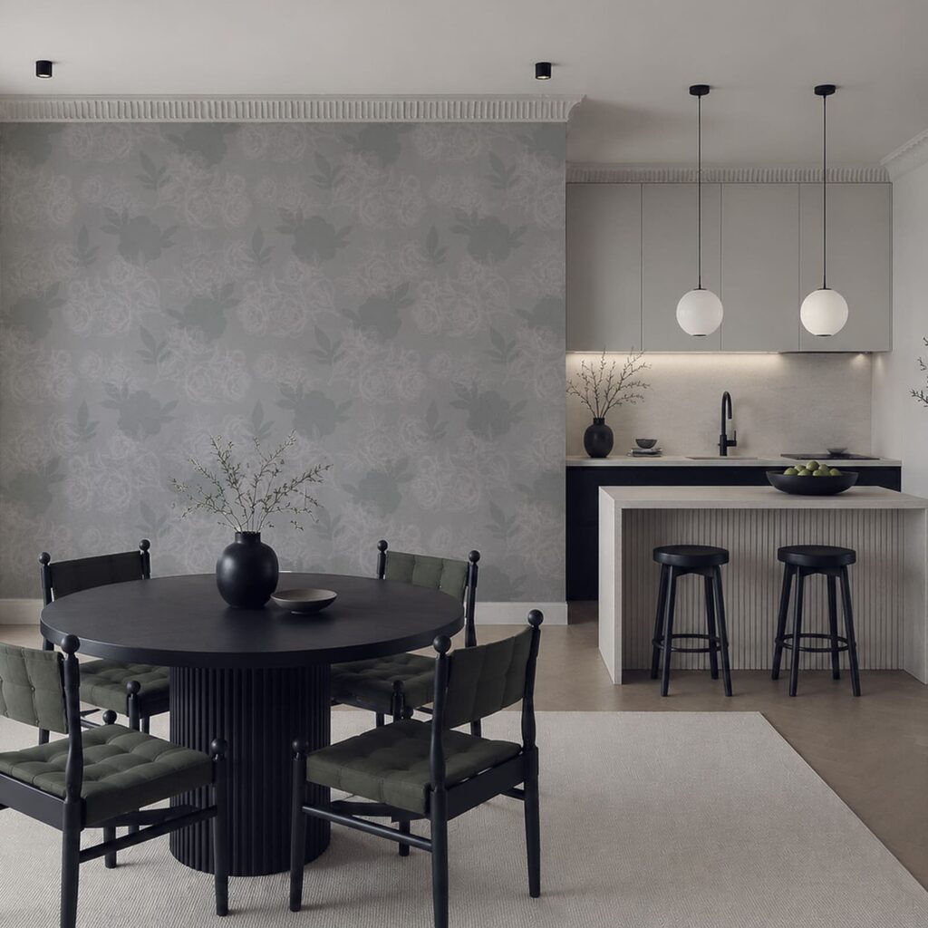 Grey and white floral pattern