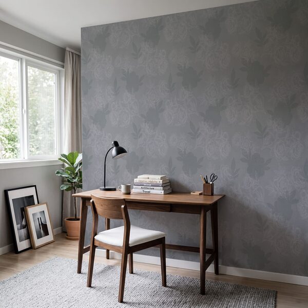Grey and white floral pattern