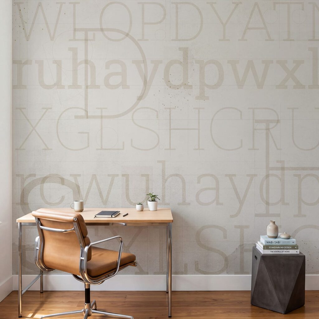 White background with letters