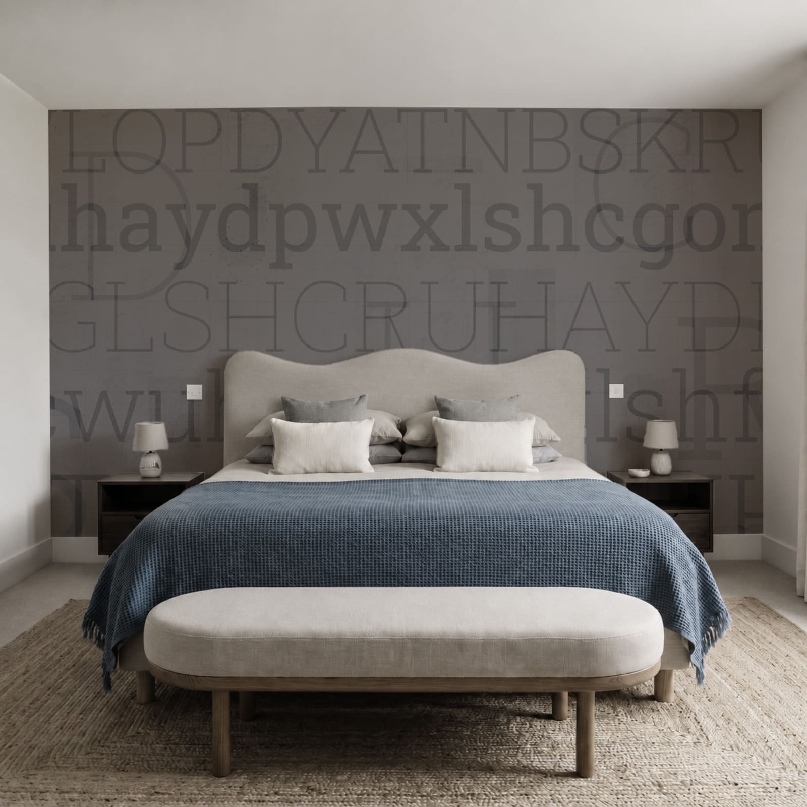 Grey background with letters Grey background with letters