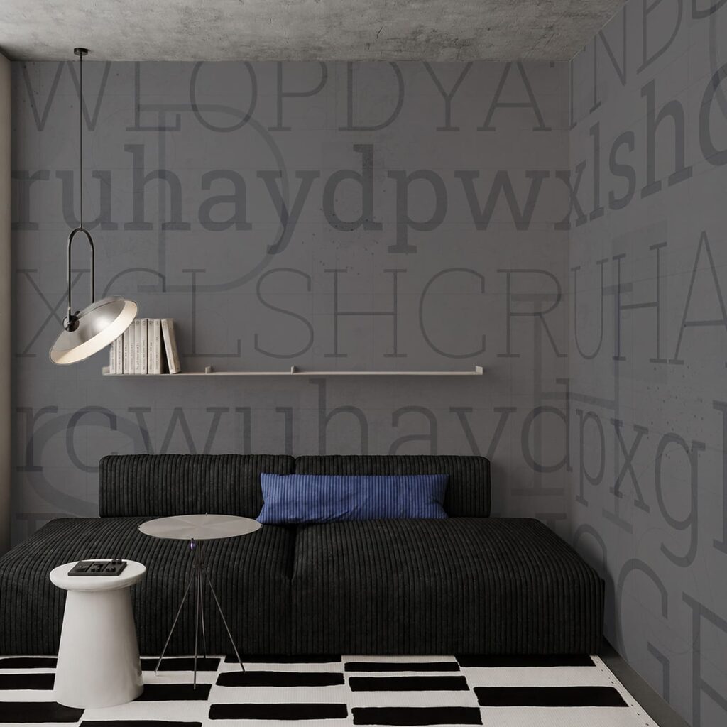 Grey background with letters Grey background with letters