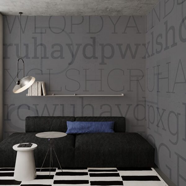 Grey background with letters Grey background with letters