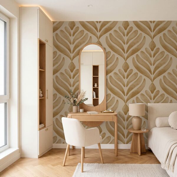 Pattern of leaves on a beige background Pattern of leaves on a beige background