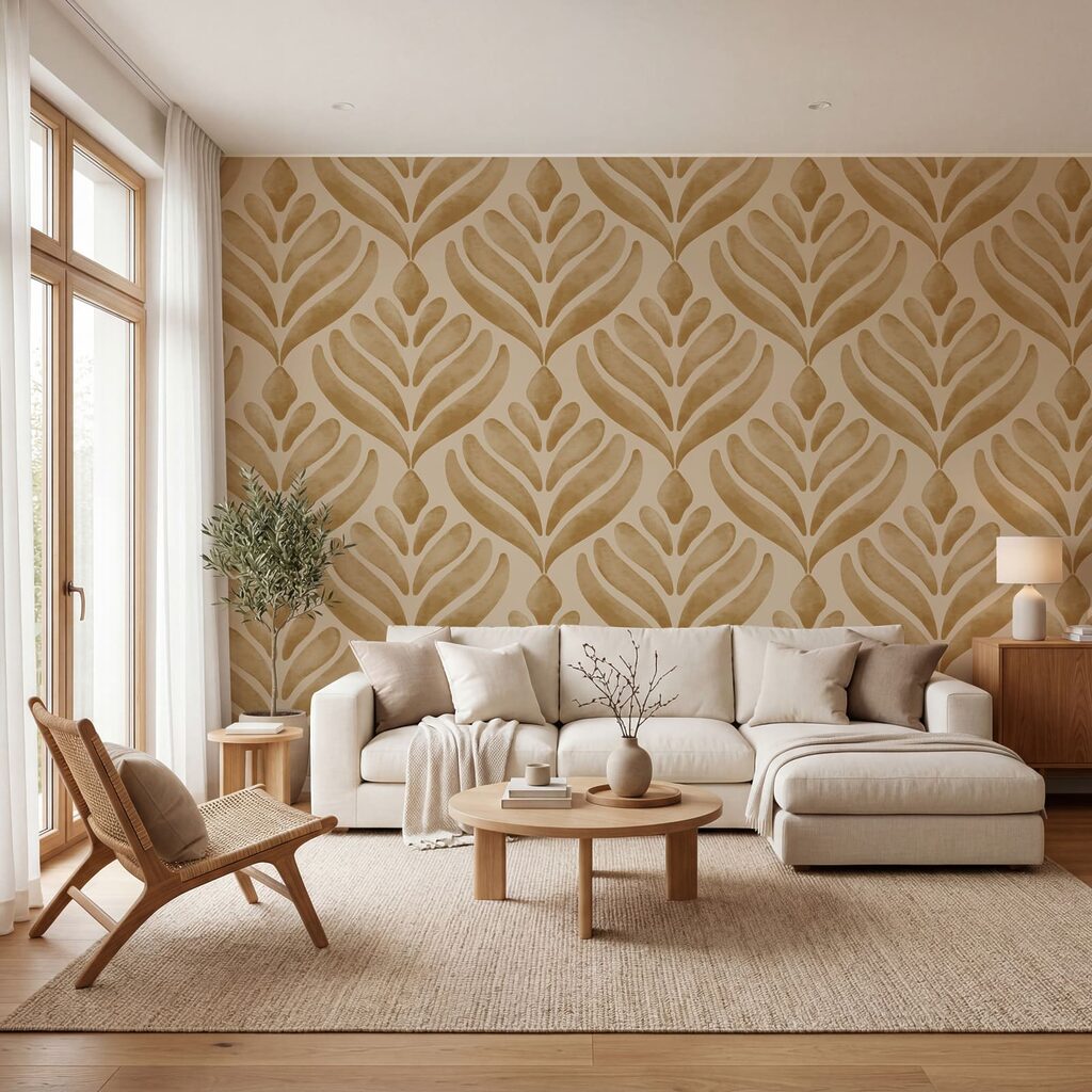 Pattern of leaves on a beige background Pattern of leaves on a beige background