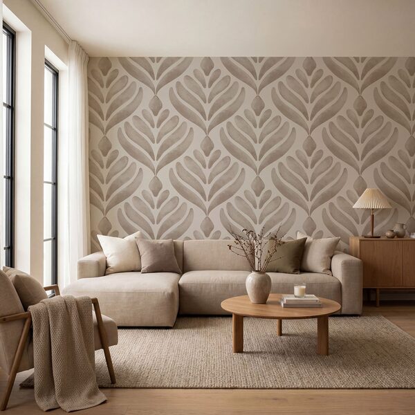 Pattern of leaves on a white background Wall mural Pattern of leaves on a white background
