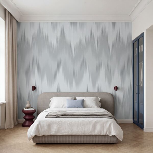 White and grey zigzag pattern Wall mural White and grey zigzag pattern