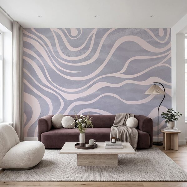 Flowing lines in soft pastel tones Wall mural Flowing lines in soft pastel tones