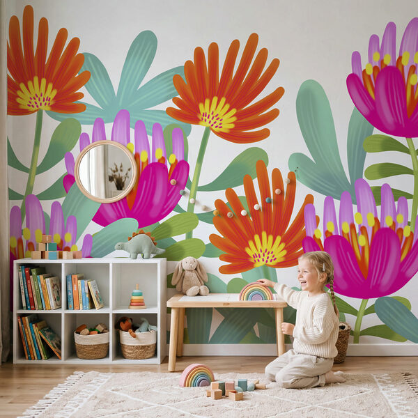 Group of colorful flowers Wall mural Group of colorful flowers
