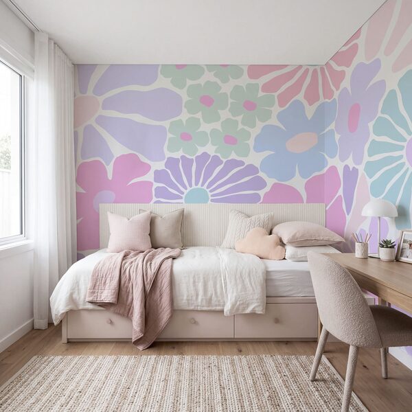 Pattern of flowers on a white background Wall mural Pattern of flowers on a white background
