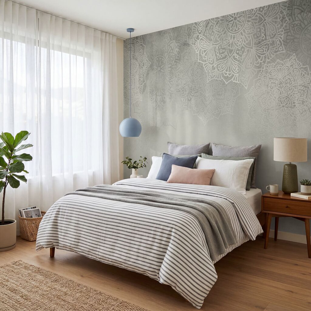 White and grey background with white mandalas White and grey background with white mandalas