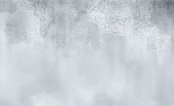 White and grey background with white mandalas White and grey background with white mandalas