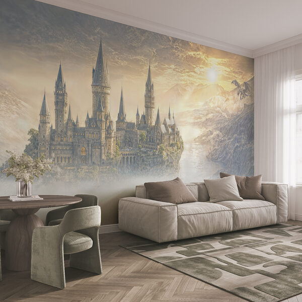 Castle on a hill with clouds