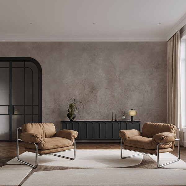 Soft floral patterns on muted background