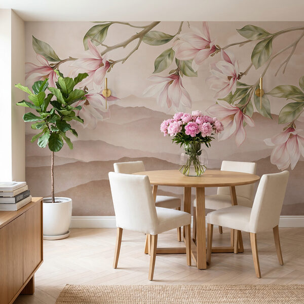 Painting of flowers on a branch