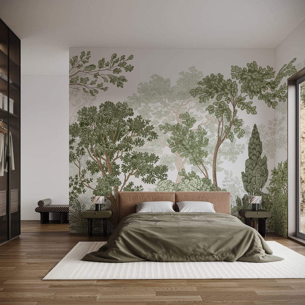 Group of trees with green leaves