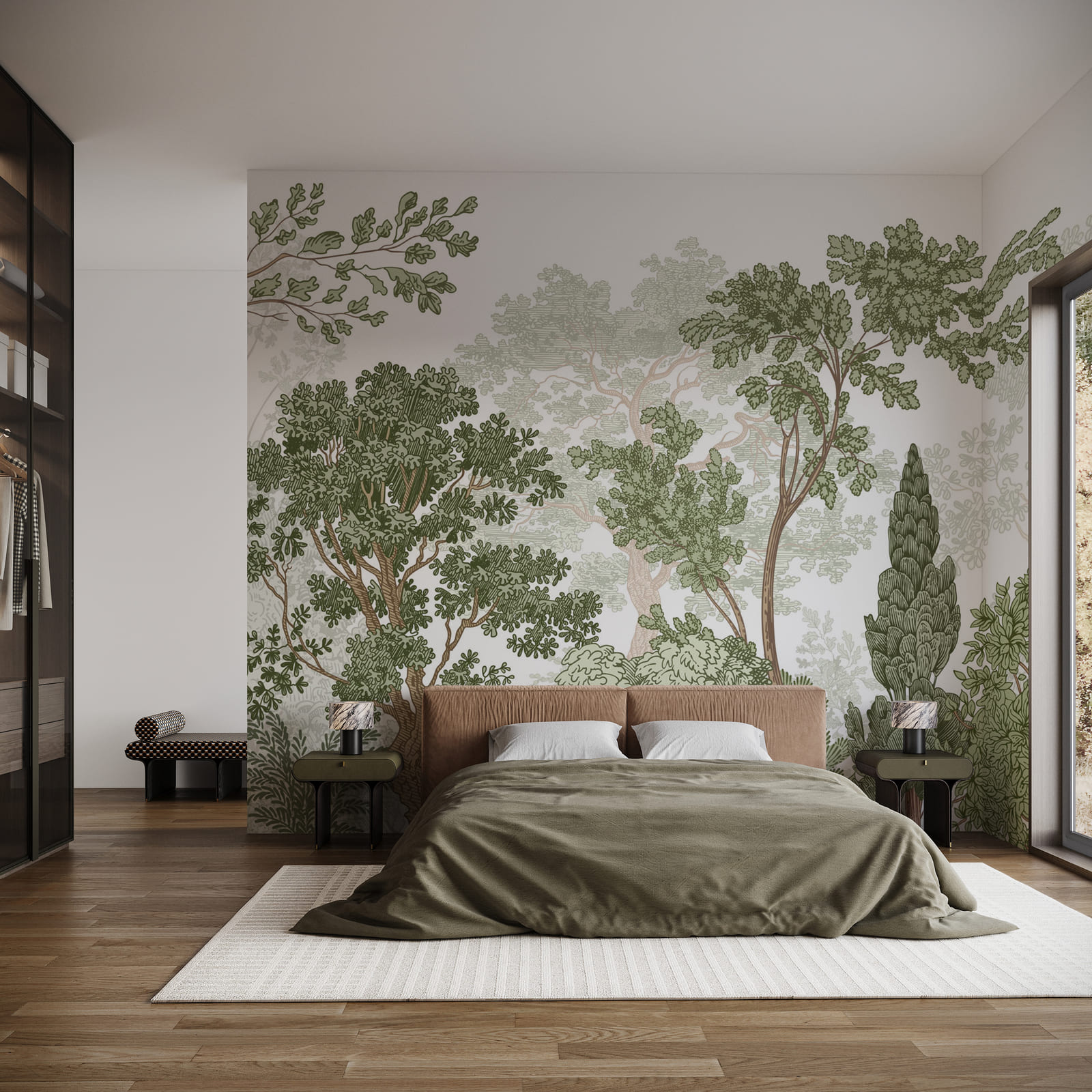 Group of trees with green leaves