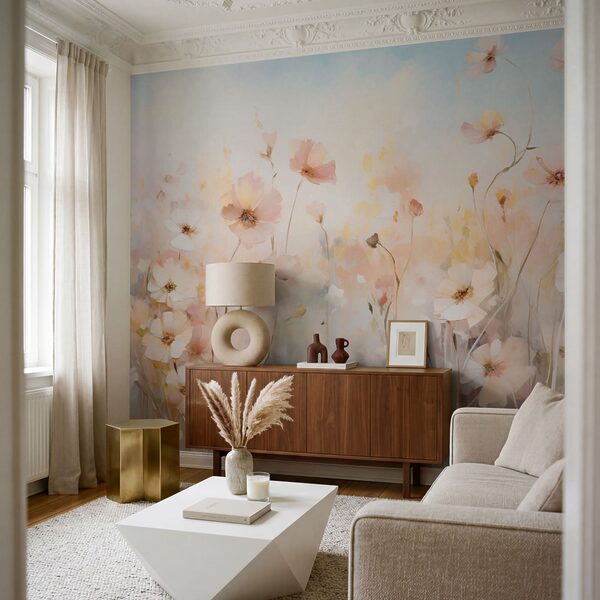 Painting of flowers in a field Painting of flowers in a field
