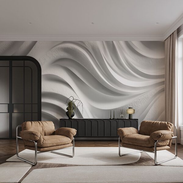 White wall with wavy lines
