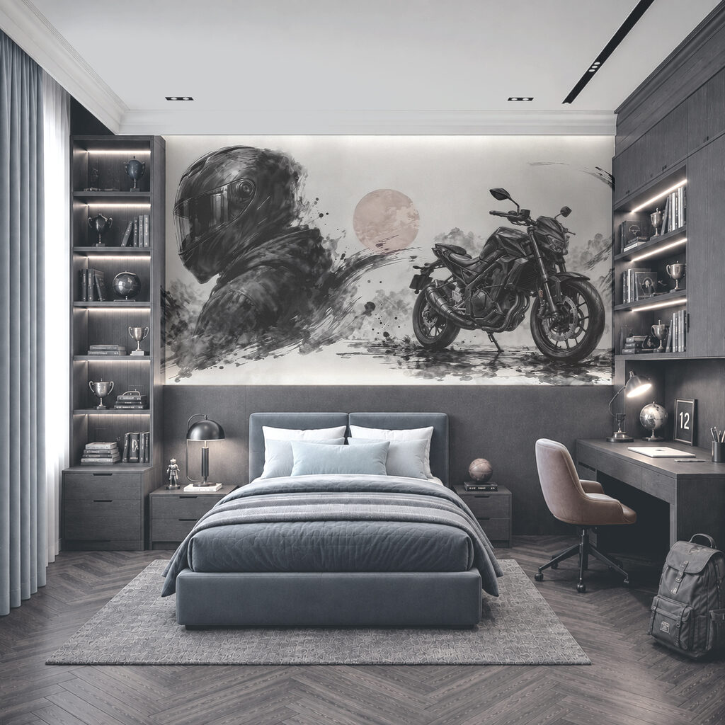Motorcycle with a black mask