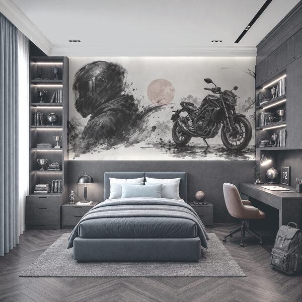 Motorcycle with a black mask