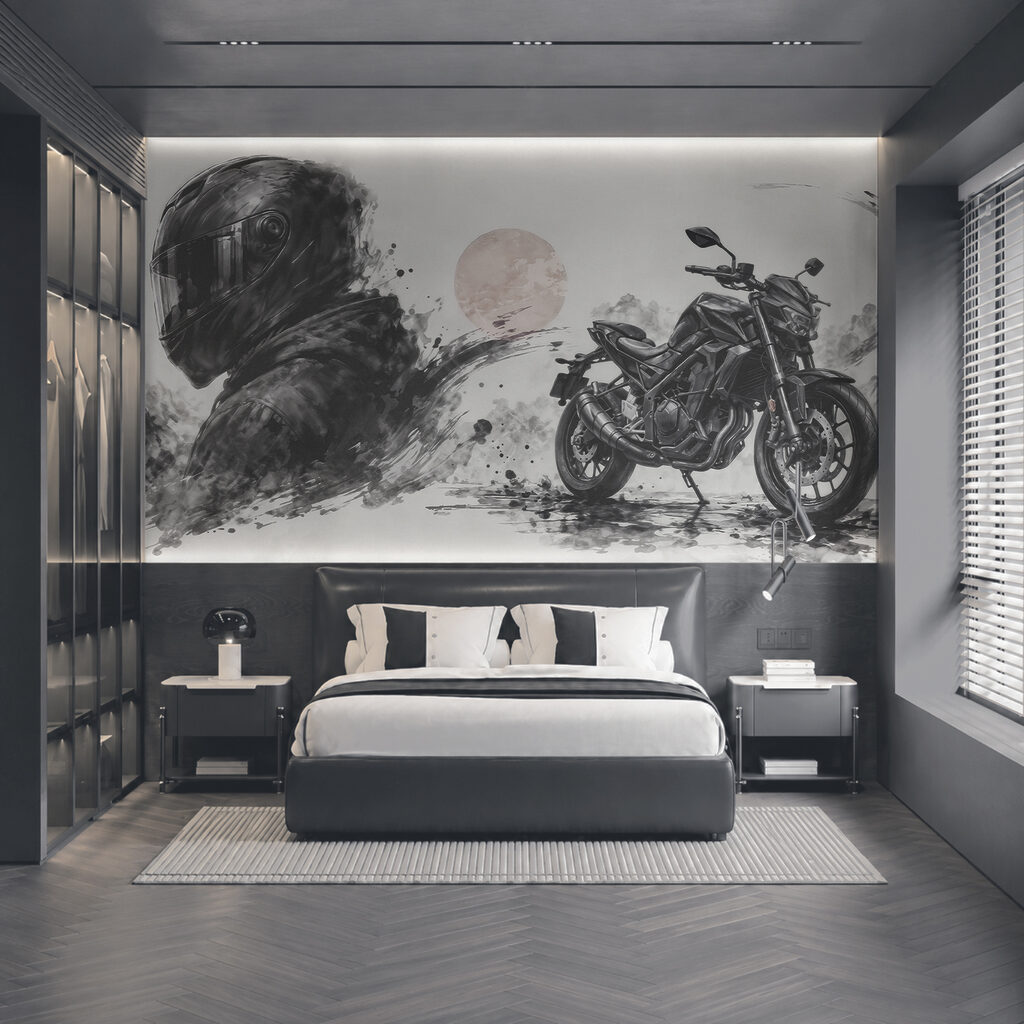 Motorcycle with a black mask