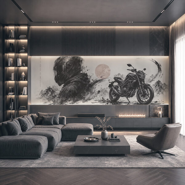 Motorcycle with a black mask