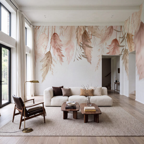 Wall mural Soft feathery patterns in pastel hues