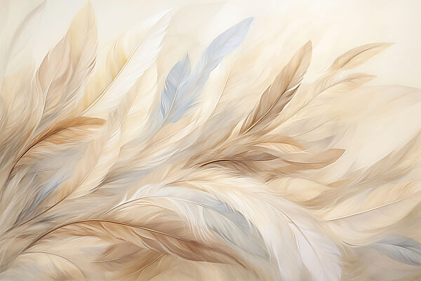 Soft, flowing feathers in warm tones