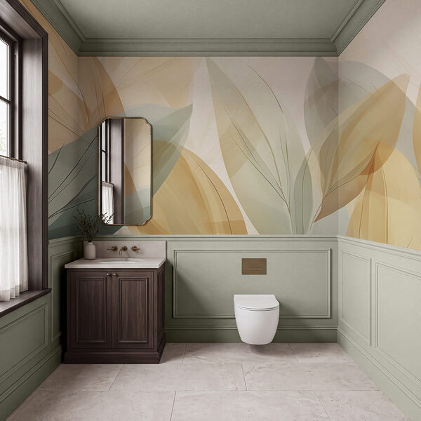 Wall mural Translucent leaves dance in soft hues