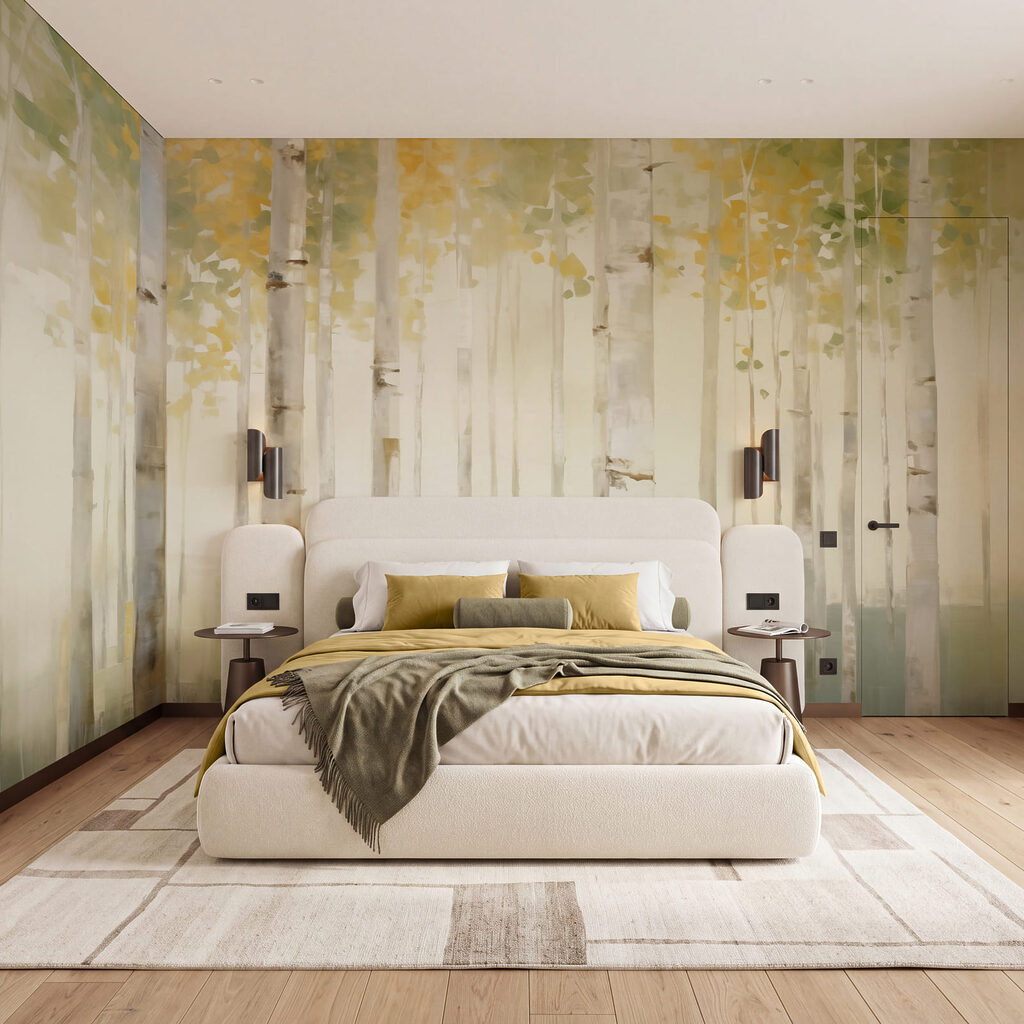 Painting of trees in a forest