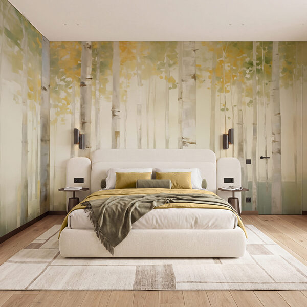 Painting of trees in a forest