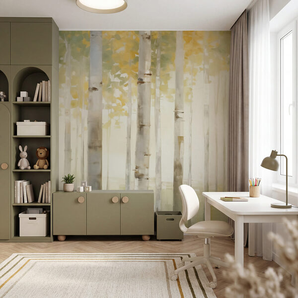 Painting of trees in a forest