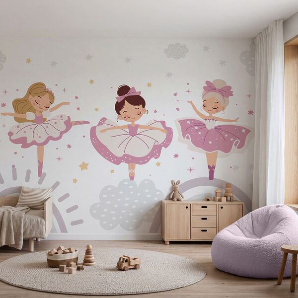 Wall mural Group of girls in purple tutu
