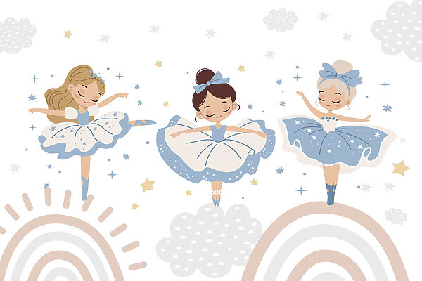 Group of girls in blue and white tutu