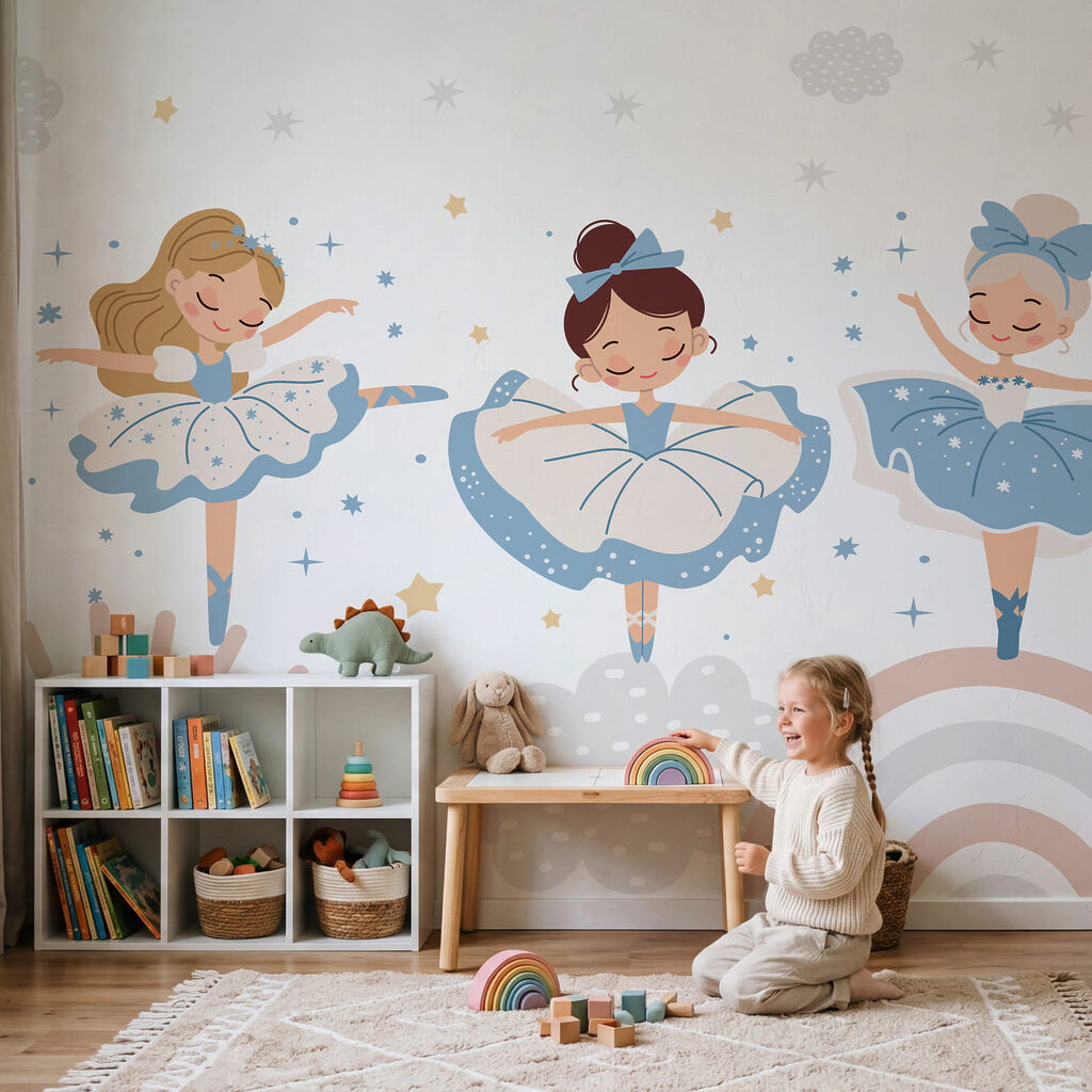 Group of girls in blue and white tutu
