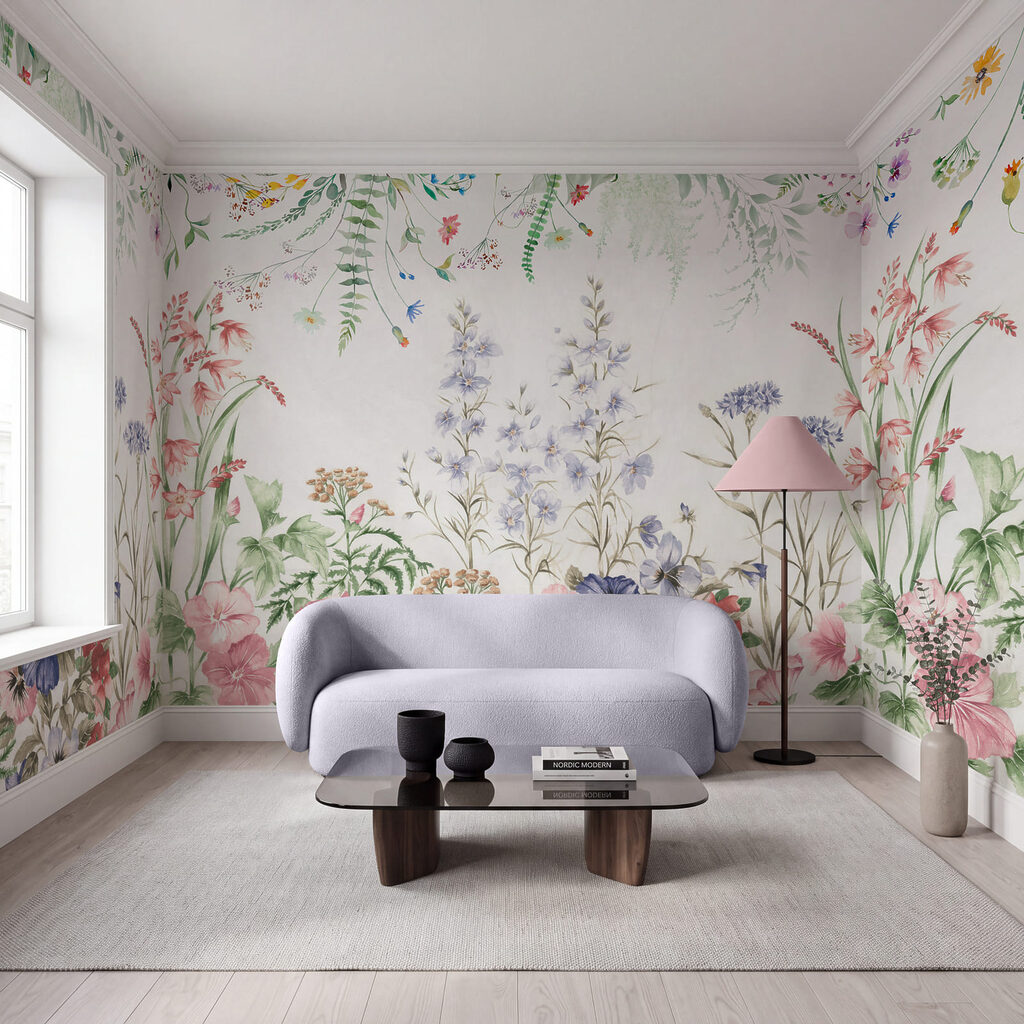 Painting of flowers and leaves
