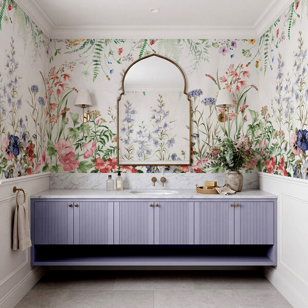 Wall mural Painting of flowers and leaves