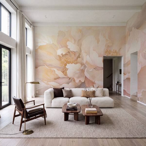Wall mural Soft blooms in warm pastel hues