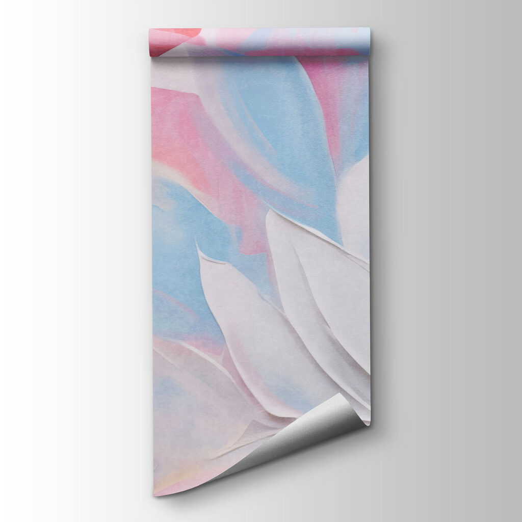 Painting of flowers with white and blue leaves Painting of flowers with white and blue leaves