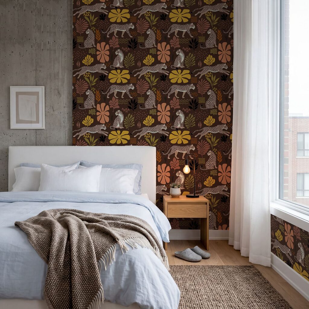 Pattern of leopards and flowers