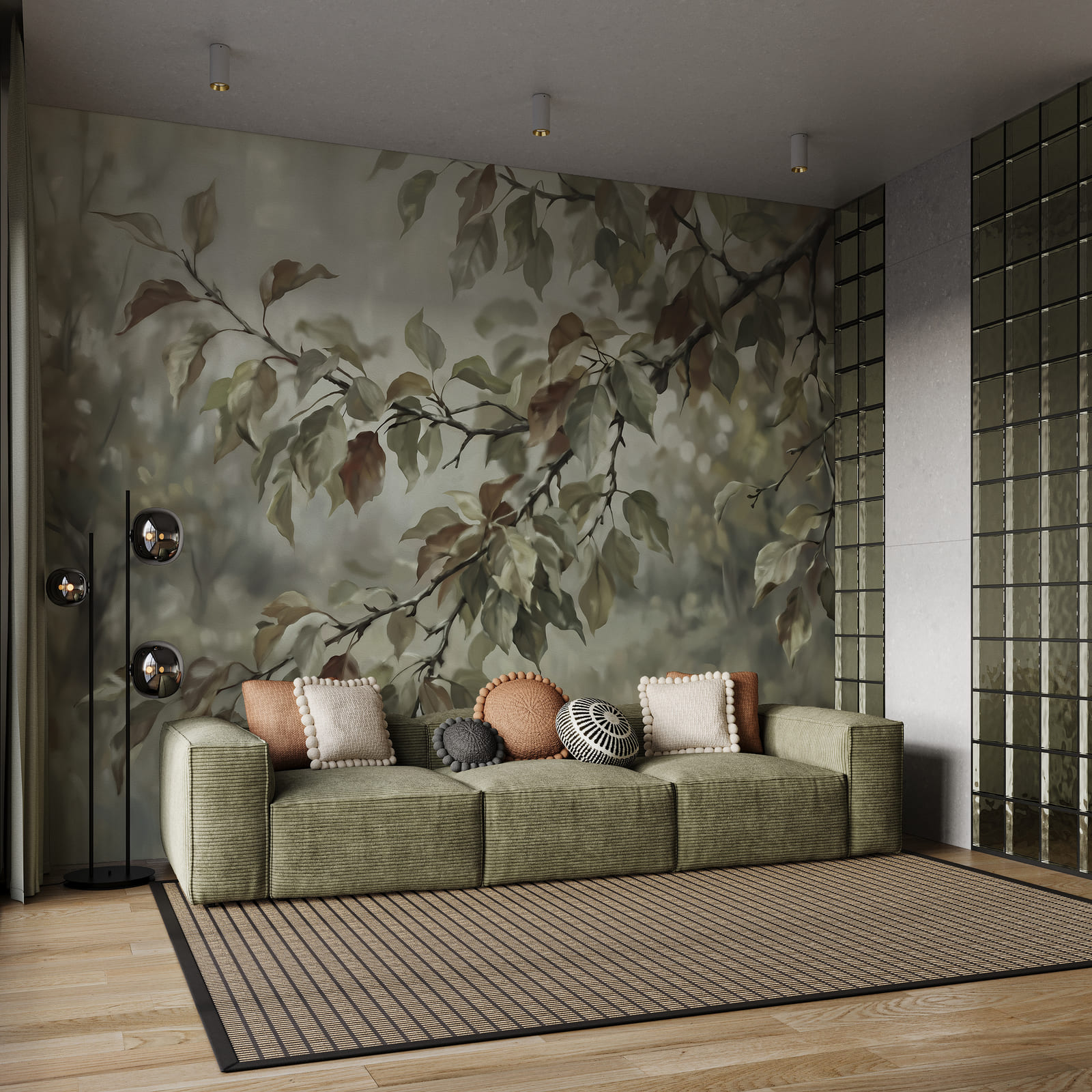 Painting of a tree branch with leaves Painting of a tree branch with leaves