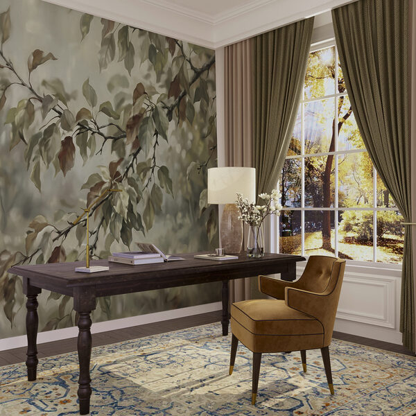 Painting of a tree branch with leaves Painting of a tree branch with leaves