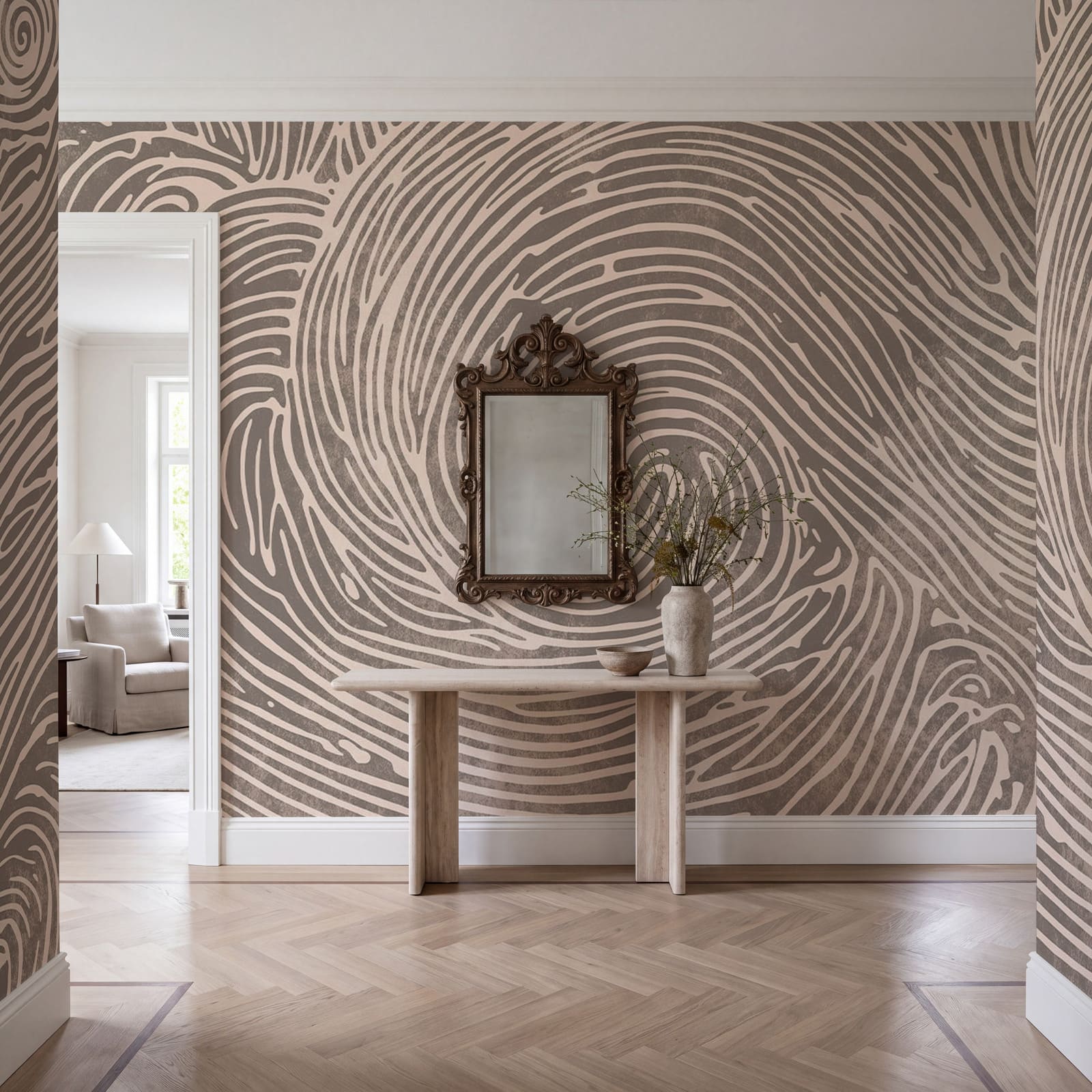 Intricate swirls create flowing patterns